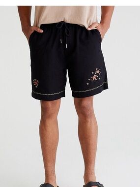 Aeropostale Black Women's Embroidered Jogger Shorts